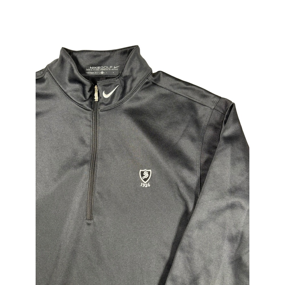 Nike Golf Men Large Therma-FIT Quarter Zip Pullover Black 1926 Crest Long Sleeve